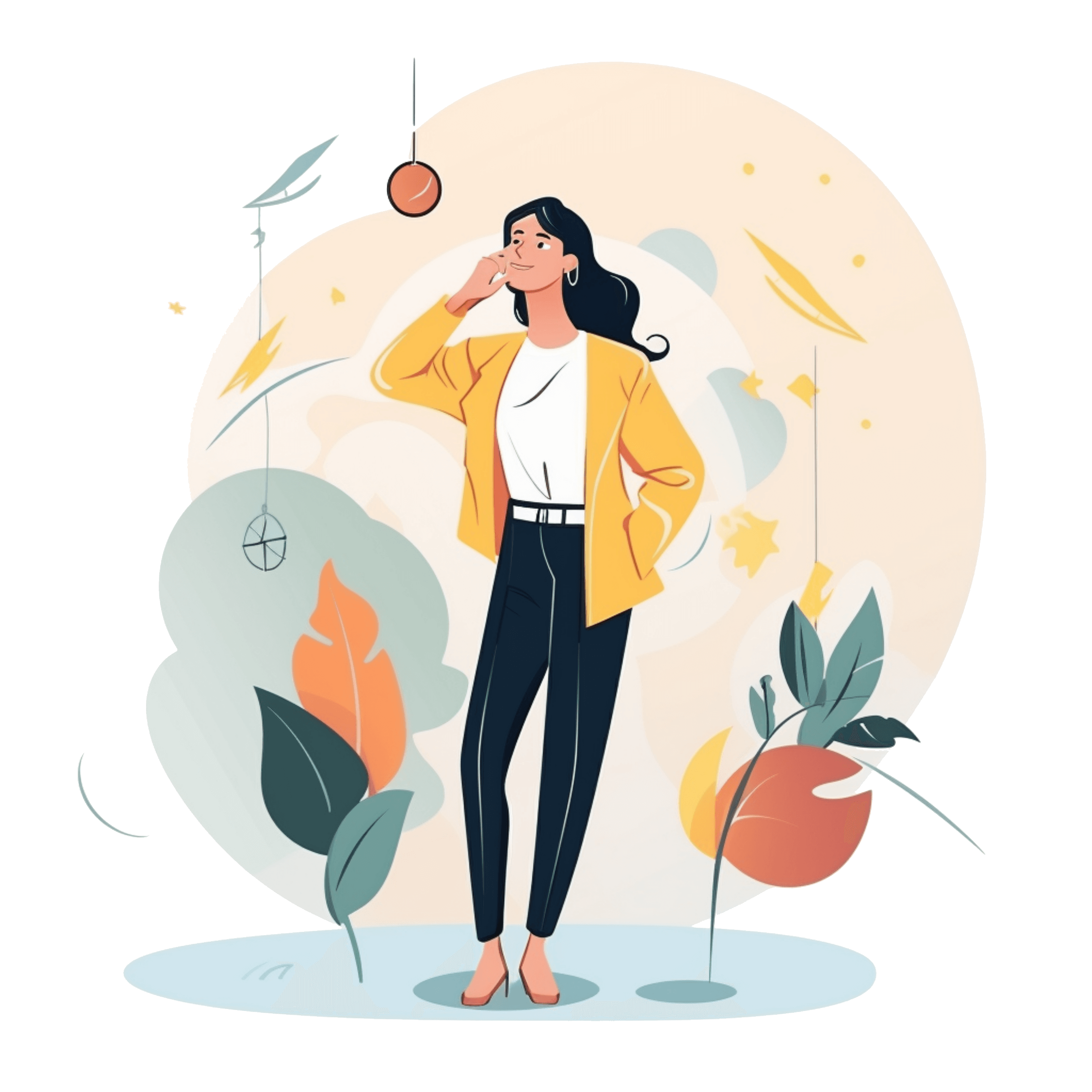 Ilustração de uma mulher em um cenário abstrato Ilustração de uma mulher em um cenário abstrato